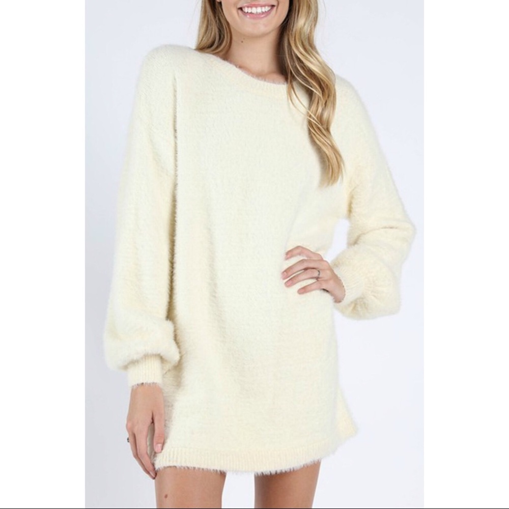 Bubble Sleeve Sweater Dress